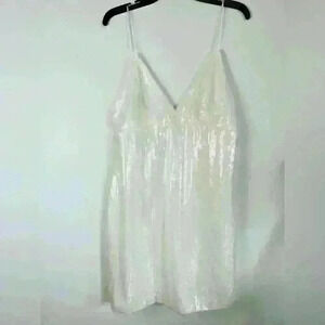 NEW! AMSALE Sequin Mini Dress with Tulle Overlay